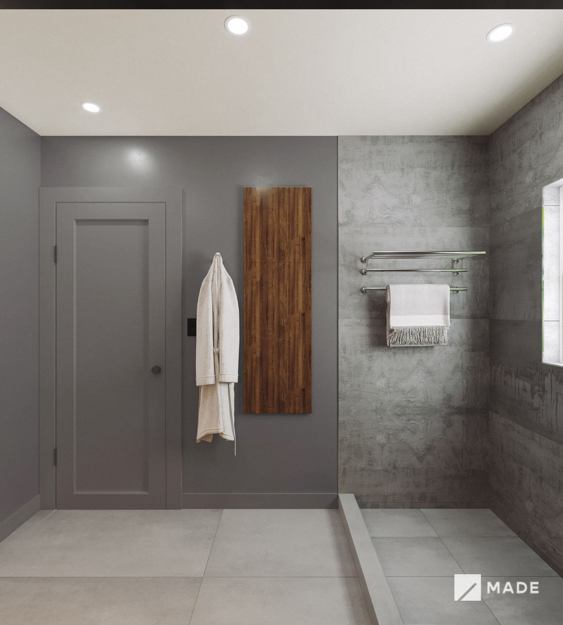 Bathroom design with showers