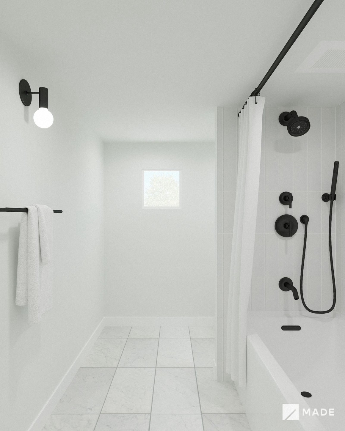 Bathroom design with showers