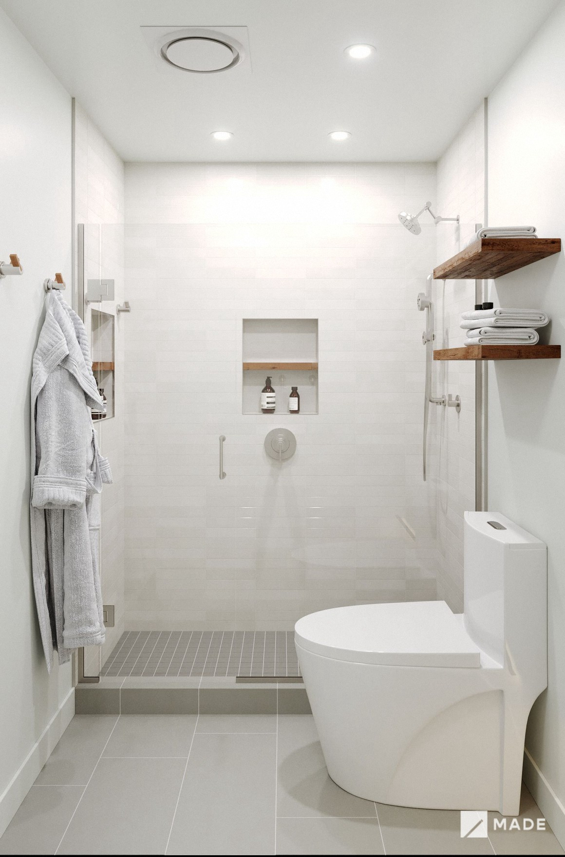 Bathroom design with showers, bathtubs