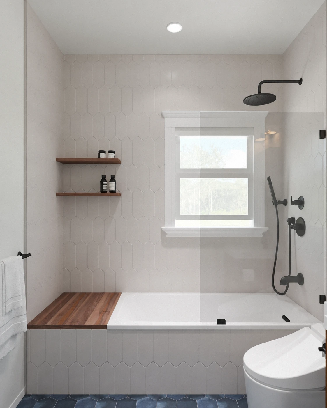 Bathroom design with showers, bathtubs, vanities