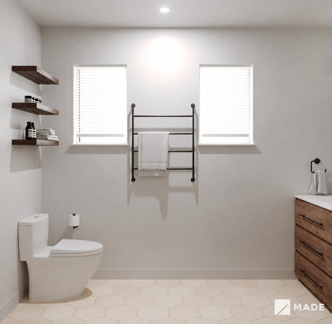 Bathroom design with showers, vanities
