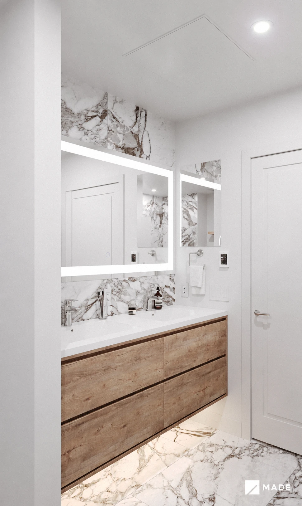 Bathroom design with showers, vanities