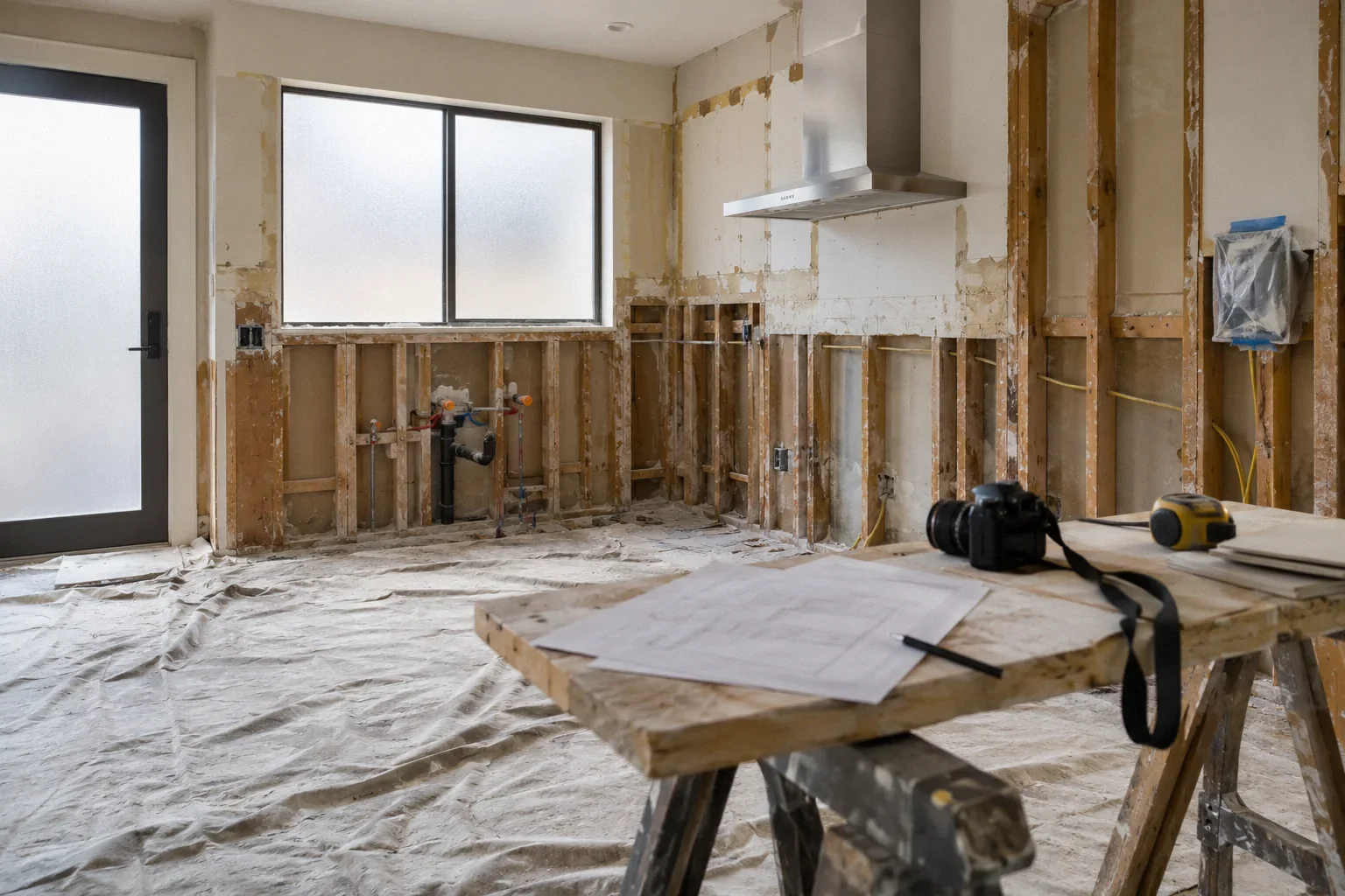 Abandoned kitchen remodel documented before sending written notice.