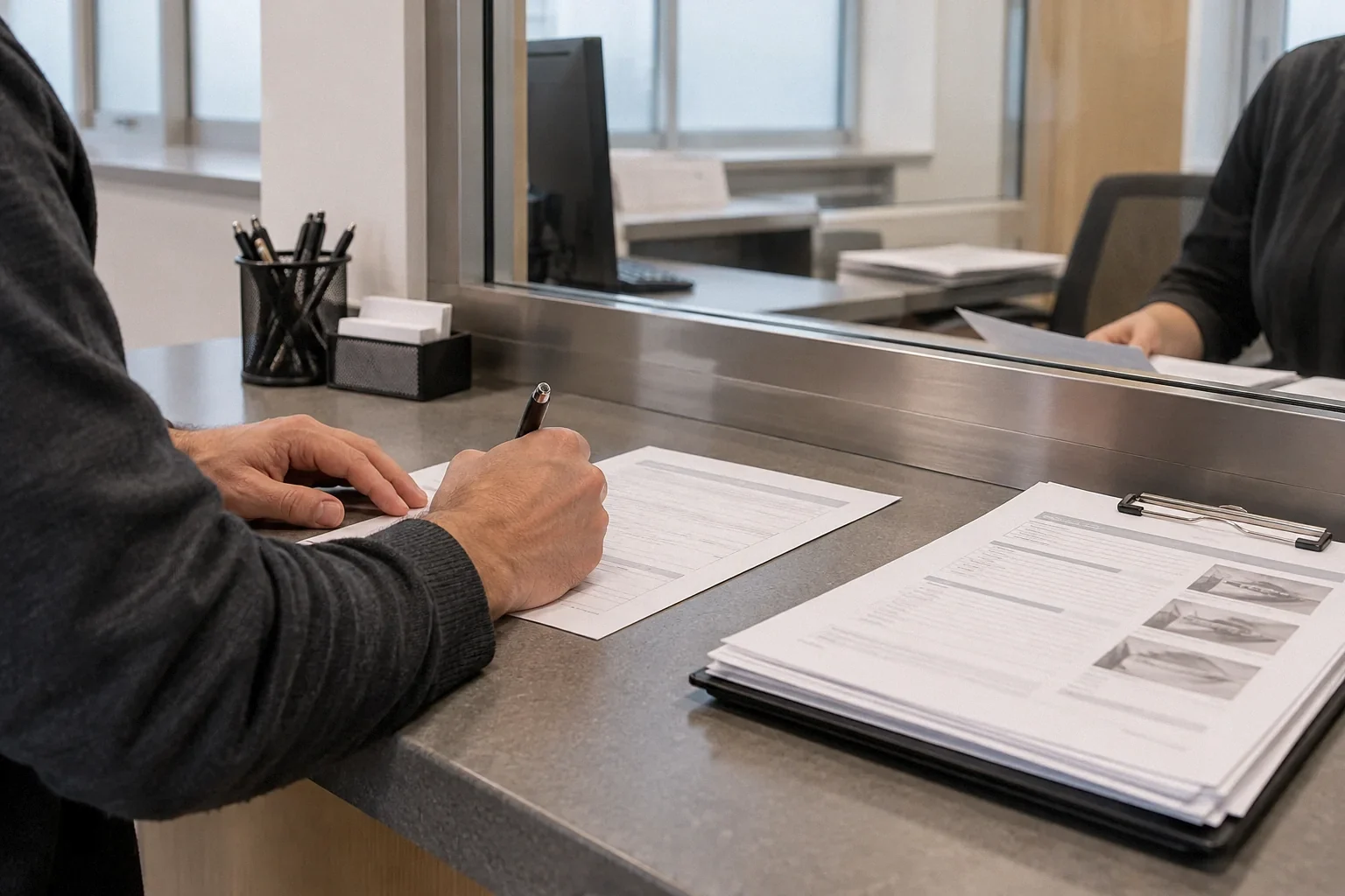 Signing an owner-builder permit acknowledgment.