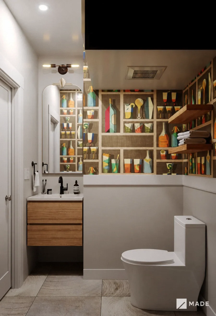 Bathroom design with showers, vanities